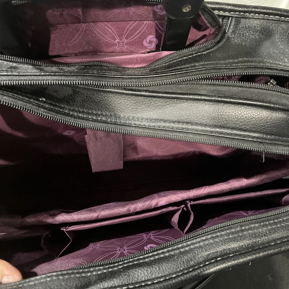 Samsonite Rolling Laptop Bag Womens Black Faux‎ Leather Professional Briefcase